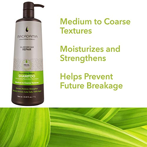 Nourishing Repair Shampoo 33.8oz Macadamia Professional Macadamia Oil and Argan Oil for Hydration, Shine, and Color Protection