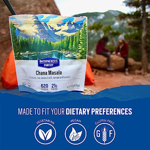 Backpacker's Pantry Chana Masala - Freeze Dried Backpacking & Camping Food - Emergency Food - 21 Grams of Protein, Vegan, Gluten-Free - 6 Count