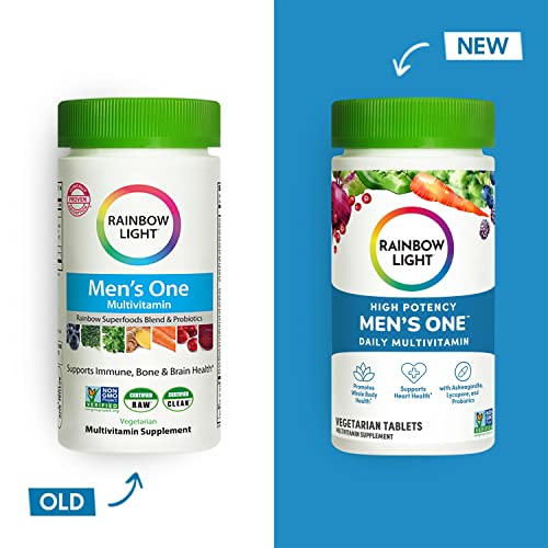 Rainbow Light Multivitamin for Men, Vitamin C, D & Zinc, Probiotics, Men's One Multivitamin Provides High Potency Immune Support, Non-GMO, Vegetarian, 90 Tablets