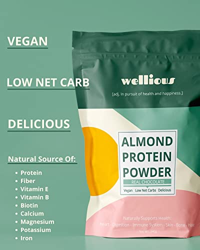 wellious – Clean Vegan Protein Powder – for Gut Health, Plant Based, Keto Friendly, No Sodium, High Fiber, Dairy Free, for Women and Men (Real Chocolate)