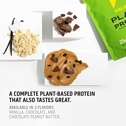 Ascent Plant Based Protein Powder - Non Dairy Vegan Protein, Zero Artificial Ingredients, Soy & Gluten Free, No Added Sugar, 4g BCAA, 2g Leucine - Chocolate, 18 Servings