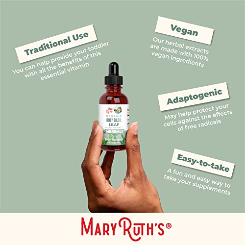 MaryRuth Organics Herbal Supplement Drops, Supports Cognitive Function, Digestion, Pack of 1, Tulsi Holy Basil Leaf, Sugar Free, Energy Levels, Vegan, Non-GMO, 1 Fluid Ounces