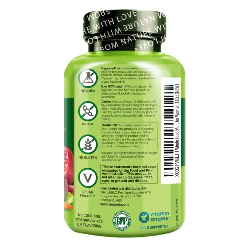 NATURELO Whole Food Multivitamin for Women - with Vitamins, Minerals, & Organic Extracts - Supplement for Energy and Heart Health - Vegan - Non GMO - 120 Capsules