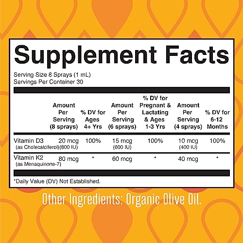 MaryRuth Organics Vitamin D3 | Vitamin K2 | Vitamin D3 K2 | K2 D3 Vitamin Liquid Supplement | Supplement for Calcium Absorption Strong Bones | Vegan | Non-GMO | Gluten Free