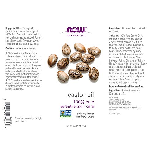 Now Solutions Castor Oil, 100% Pure, 16 Fl Oz (3 Count)