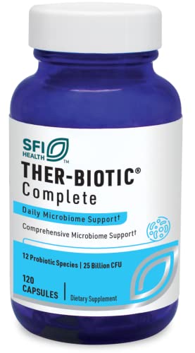 Klaire Labs Ther-Biotic Complete - 25 Billion CFU Probiotic Supplement - Gut Health, Digestive + Immune Support - Hypoallergenic Probiotics for Men + Women - Clean + Dairy-Free (120 Capsules)
