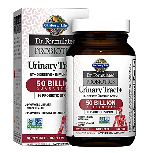 Garden of Life Dr. Formulated Probiotics Urinary Tract+ - Acidophilus Probiotic with Pacran Cranberry for Urinary Tract Health, Digestive Balance - Gluten, Dairy and Soy Free - 60 Vegetarian Capsules