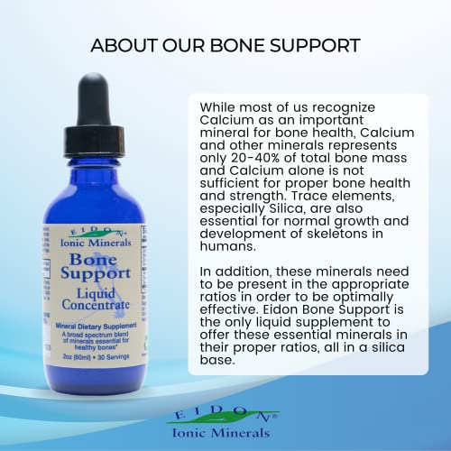 Eidon Mineral Bone Support Liquid Supplement - Contains All the Necessary Minerals for Bone Health, All-Natural, Bioavailable, Ionic, Vegan, Gluten-Free, No Preservatives or Additives - 2 Ounce Bottle