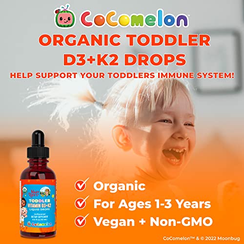 MaryRuth's | CoComelon Vitamin D3 K2 Liquid Drops for Toddlers | Vitamin K2 D3 Supplement for Kids Ages 1-3 | Calcium Absorption, Strong Bones | USDA Organic, Sugar Free | 15 mL
