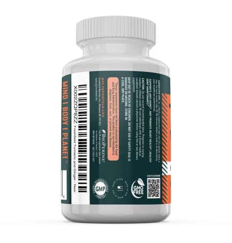 Freshfield Turmeric and Ginger w/Bioperine®: Vegan Friendly Curcumin Supplement Pills, 600mg of Bioactive Compounds with Powerful Properties per Capsule, High Absorption, 95% Curcuminoids