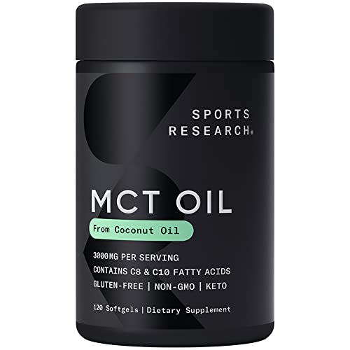 Sports Research Keto MCT Oil Capsules derived from Coconut Oil | Keto Fuel for The Brain & Body | Derived from Non-GMO Coconuts (120 Soft gels)