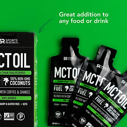 Premium MCT Oil derived only from Non-GMO Coconuts | Keto Fuel for The Body & Brain | Vegan Certified, Keto Friendly and Non-GMO Verified (15 Travel Packets)
