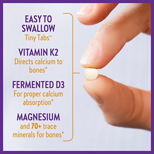 New Chapter Calcium Supplement - Bone Strength Tiny Tabs Organic Red Marine Algae Calcium - with Vitamin D3+K2 + Magnesium, 70+ Trace Minerals for Bone Health, Gluten Free, Easy to Swallow - 120 ct