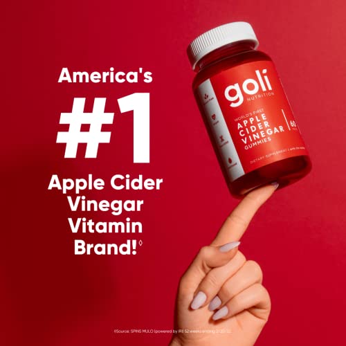 Goli Apple Cider Vinegar Gummy Vitamins - 180 Count - Vitamins B9 & B12, Gelatin-Free, Gluten-Free, Vegan & Non-GMO