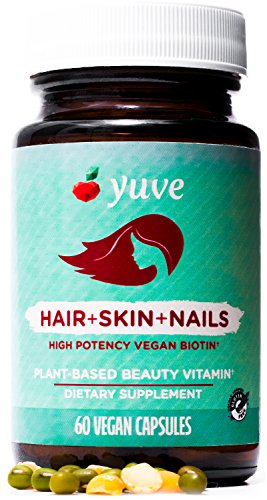 Yuve Natural Biotin 5000 mcg - for Longer, Stronger, Healthier Hair Growth - Glowing Skin and Strong Nails - Vegan, Non-GMO, Gluten and Gelatin Free - High Potency Vitamin B7 Supplement