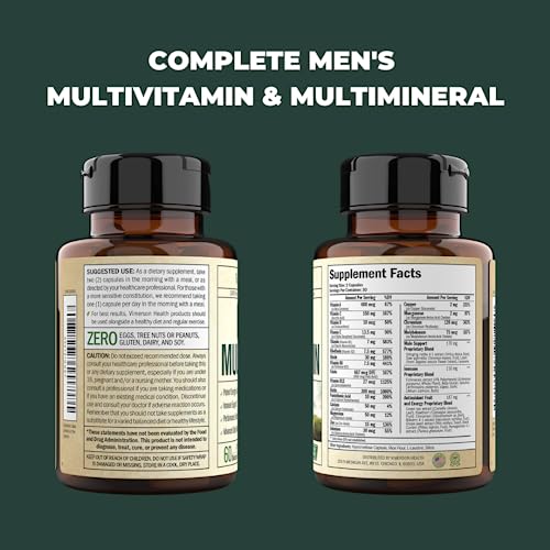 Multivitamin for Men - Daily Men's Multivitamins & Multiminerals Supplement for Energy, Focus and Performance. Mens Vitamins A, C, D, E & B12, Zinc, Calcium, Magnesium & More. 30 Days of Multi Vitamin