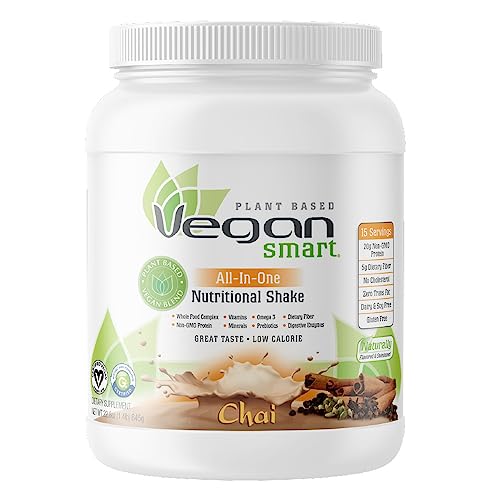 Vegansmart Plant Based Vegan Protein Powder by Naturade, All-in-One Nutritional Shake - Chai (15 Servings)