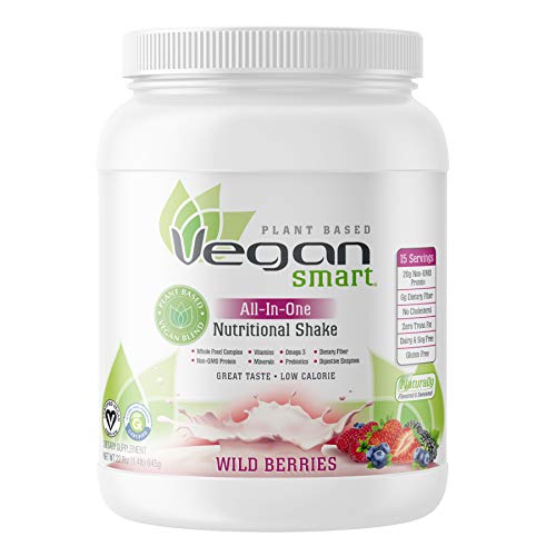 Vegansmart Plant Based Vegan Protein Powder by Naturade, All-in-One Nutritional Shake - Wild Berries (15 Servings)