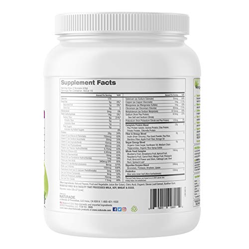 Vegansmart Plant Based Vegan Protein Powder by Naturade, All-in-One Nutritional Shake - Wild Berries (15 Servings)