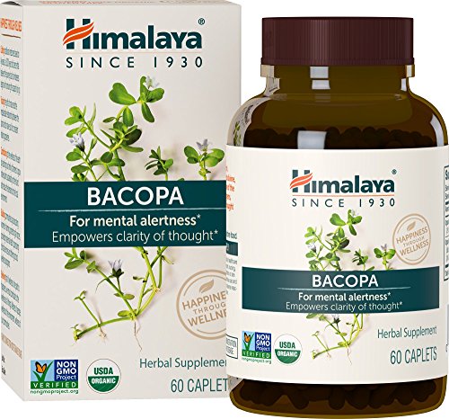 Himalaya Organic Bacopa, 60 Caplets, Helps to Support Memory, USDA Certified Organic, Non-GMO, Gluten Free Supplement, 750 mg, 2 Month Supply