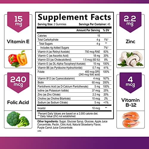 Multivitamin Gummies for Women & Men, Nature's Daily Gummy Multivitamins for Adults with Vitamins A, C, E, B6, B12, and Minerals - Natural Multi Vitamin Supplement, Non-GMO Berry Flavor - 90 Gummies