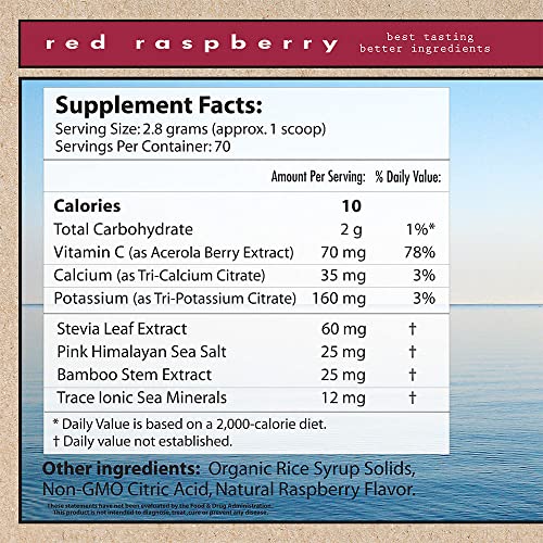 Superieur Electrolytes – Plant Based Electrolyte Supplement w/Sea Minerals for Hydration & Recovery – Keto Friendly, Non-GMO, Zero Sugar, Vegan Healthy Sports Drink Powder – Raspberry (70 Servings)