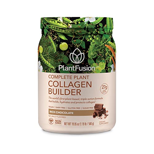 PlantFusion Vegan Collagen Powder - Plant Based Collagen Protein Powder For Muscle & Joints, Hair, Skin & Nails - Keto, Gluten Free, Soy Free, Non-Dairy, No Sugar, Non-GMO - Chocolate 1.19 lb