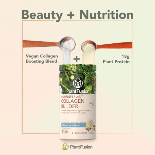 PlantFusion Vegan Collagen Powder - Plant Based Collagen Protein Powder For Muscle & Joints, Hair, Skin & Nails - Keto, Gluten Free, Soy Free, Non-Dairy, No Sugar, Non-GMO - Chocolate 1.19 lb