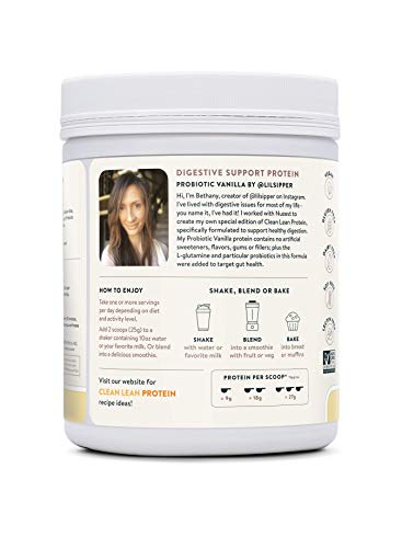 Nuzest Probiotic Vanilla Clean Lean Protein Digestive Support, Pea Protein Powder with Added Probiotics, Vegan Protein Powder, Gut Health, Non-GMO, 20 Servings, 1.1 lb