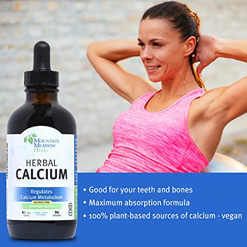 Mountain Meadow Herbs Herbal Calcium | Vegan, Liquid Calcium Supplement for Strong Bones & Teeth | Everyday Calcium for Women and Men | 4 Oz