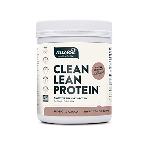 Nuzest Probiotic Cacao Clean Lean Protein Premium Vegan Protein Powder, Plant Based Protein Powder Digestive Support, Pea Protein Powder with Added Probiotics, Gut Health, 20 Servings, 1.1 lb
