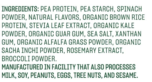 Vega Protein and Greens Vegan Protein Powder Vanilla (25 Servings) - 20g Plant Based Protein Plus Veggies, Vegan, Non GMO, Pea Protein for Women and Men, 1.7lb (Packaging May Vary)