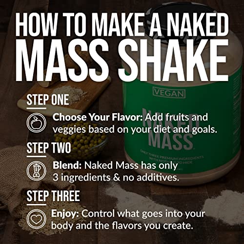 Naked Vegan Mass – Natural Vegan Weight Gainer Protein Powder – 8lb Bulk, GMO Free, Gluten Free, Soy Free & Dairy Free. No Artificial Ingredients – 1,230 Calories – 11 Servings