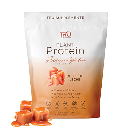 TRU Plant Based Protein Powder, BCAA, EAA, 20g Vegan Protein, 100 Calories, 27 Vitamins, No Artificial Sweeteners 25 Servings 25 Servings (Dulce De Leche)