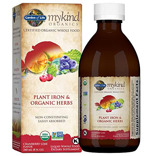 Garden of Life mykind Organics Organic Plant-Sourced Iron + Herbs (Cranberry-Lime Liquid) 8oz Liquid