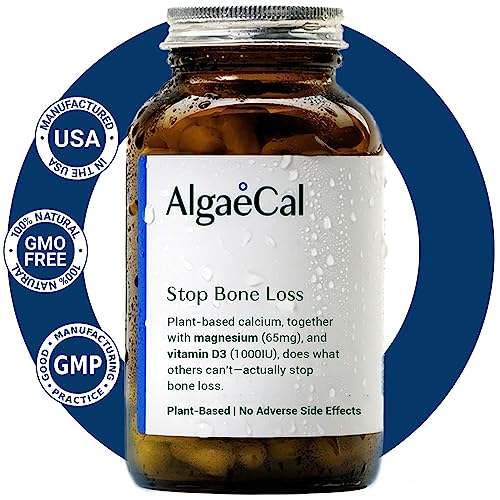 AlgaeCal Organic Calcium Supplement for Bone Strength, Plant Based Calcium for Women & Men with Vitamin Supports Bone Health