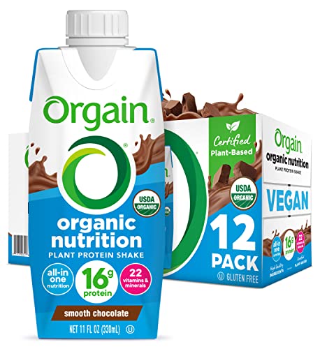 Orgain Organic Nutritional Vegan Protein Shake, Creamy Chocolate Fudge - 16g Plant Based Protein, Meal Replacement, 21 Vitamins & Minerals, Gluten & Soy Free, 11 Fl Oz (Pack of 12)(Packaging May Vary)
