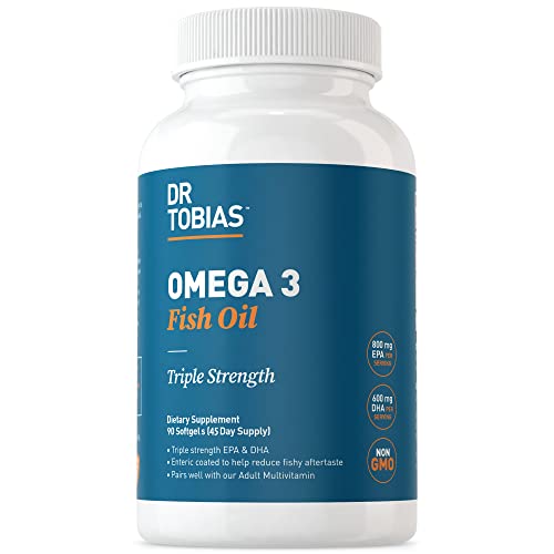 Dr. Tobias Omega 3 Fish Oil, 800 mg EPA 600 mg DHA Omega 3 Supplement for Heart, Brain & Immune Support, Absorbable Triple Strength Fish Oil Supplements - 2000 mg Per Serving, 45 Servings