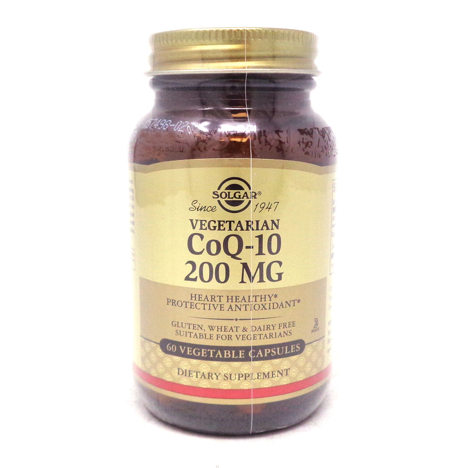 Solgar Vegetarian CoQ-10 200 mg, 60 Vegetable Capsules - Heart Healthy, Protective Antioxidant - Coenzyme Q10 (CoQ-10) Supplement - Vegan, Gluten Free, Dairy Free, Kosher - 60 Servings