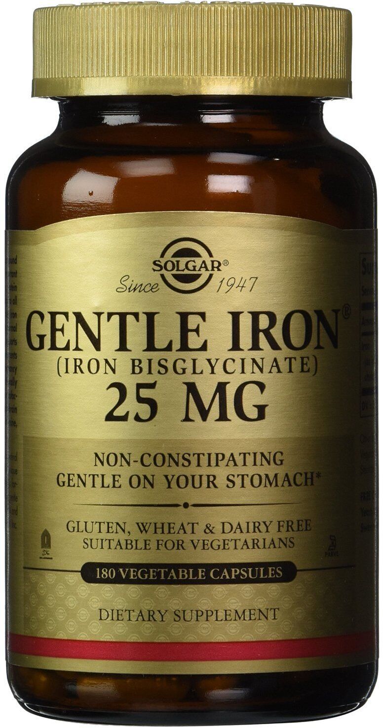 Solgar Gentle Iron - Ideal for Sensitive StomachsRed Blood Cell Supplement, , Non Constipating & GMO, Vegan, Gluten & Dairy Free, Kosher - 180 Servings, Unflavored, 180 Count