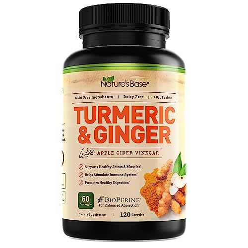 Turmeric and Ginger Supplement - Tumeric Curcumin Joint Support Pills - with Apple Cider Vinegar & BioPerine Black Pepper - 95% Curcuminoids - Supports Post-Exercise Inflammation - 120 Capsules