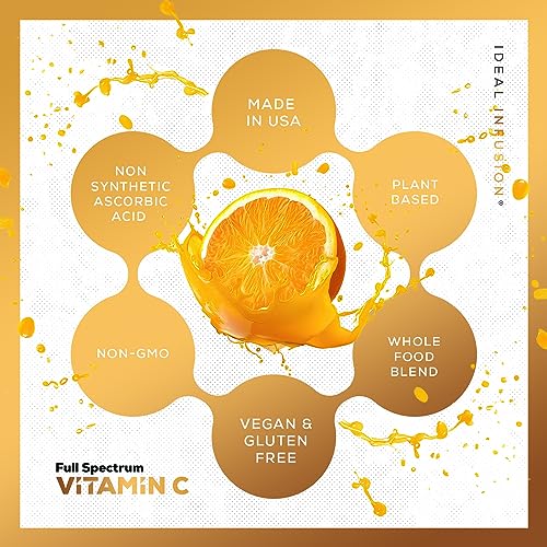 Ideal Infusion Raw Whole Food Vitamin C Complex: Natural Plant Based Vitamin C Supplement - Orange & Berry Blend with Food Based Bioflavanoids (60 Servings) Vegan, No Synthetic Ascorbic Acid