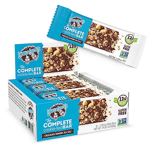 Lenny & Larry's The Complete Cookie-fied Plant-Based Protein Bar, Vegan and Non-GMO, Chocolate Almond Sea Salt, 45 g, 9 Count