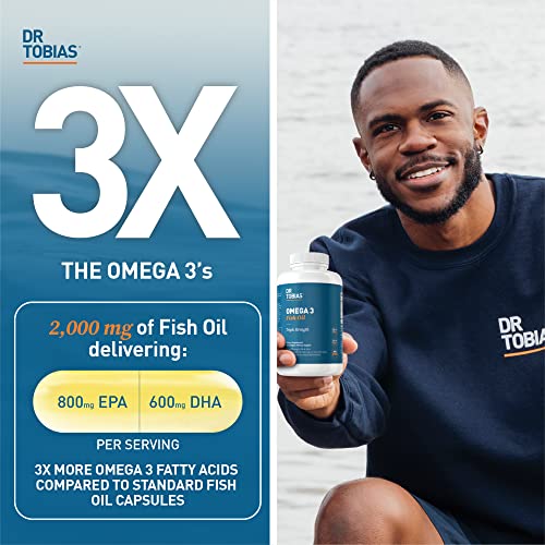 Dr. Tobias Omega-3 Fish Oil, Triple Strength, Supports Brain & Heart Health, 2000 mg per Serving, 180 Soft Gels (2 Daily)