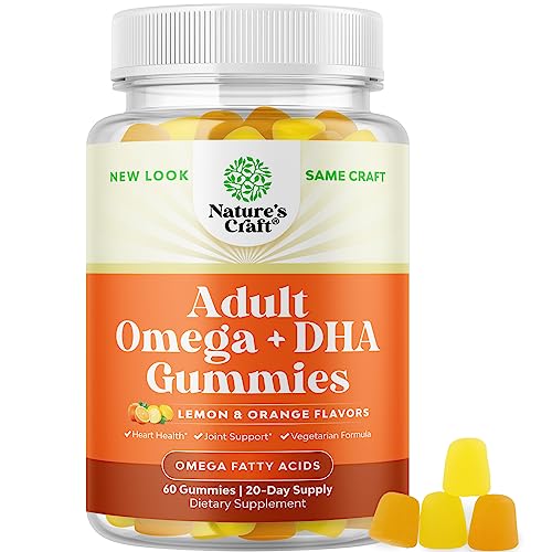 Vegetarian Omega 3 Gummies for Adults - Vegetarian Omega 3 6 9 DHA Gummies for Brain Bone and Heart Health and Joint Support - Burpless Fish Free Plant Based Omega 3 Supplement for Men and Women