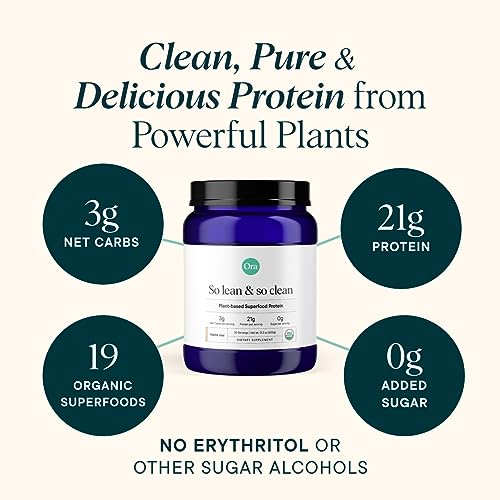 Ora Organic Vegan Protein Powder - 21g Plant Based Protein Powder for Women and Men | Keto Friendly, Gluten Free, Paleo, Dairy/Soy-Free - Vanilla Chai Flavor, 20 Servings
