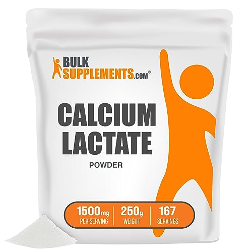 BulkSupplements.com Calcium Lactate Powder - Calcium Lactate Supplement - Calcium Powder - Calcium Lactate Food Grade - Vegan Calcium - 1500mg (195mg Calcium) per Serving (250 Grams - 8.8 oz)