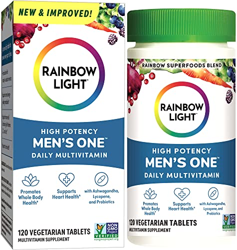 Rainbow Light Multivitamin for Men, Vitamin C, D & Zinc, Probiotics, Multivitamin, Vegetarian