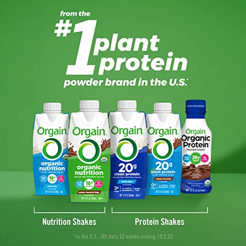 Orgain Organic Nutritional Vegan Protein Shake, Vanilla Bean - 16g Plant Based Protein, Meal Replacement, 21 Vitamins & Minerals, Gluten & Soy Free, 11 Fl Oz (Pack of 12) (Packaging May Vary)
