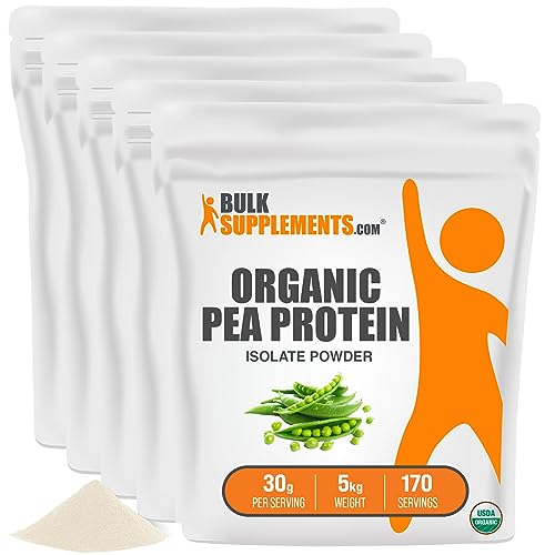 BULKSUPPLEMENTS.COM Pea Protein Isolate Powder - Unflavored, No Sugar Added, Plant Based Protein Powder - Vegetarian & Vegan, 21g of Protein - 30g per Serving (5 Kilograms - 11 lbs)